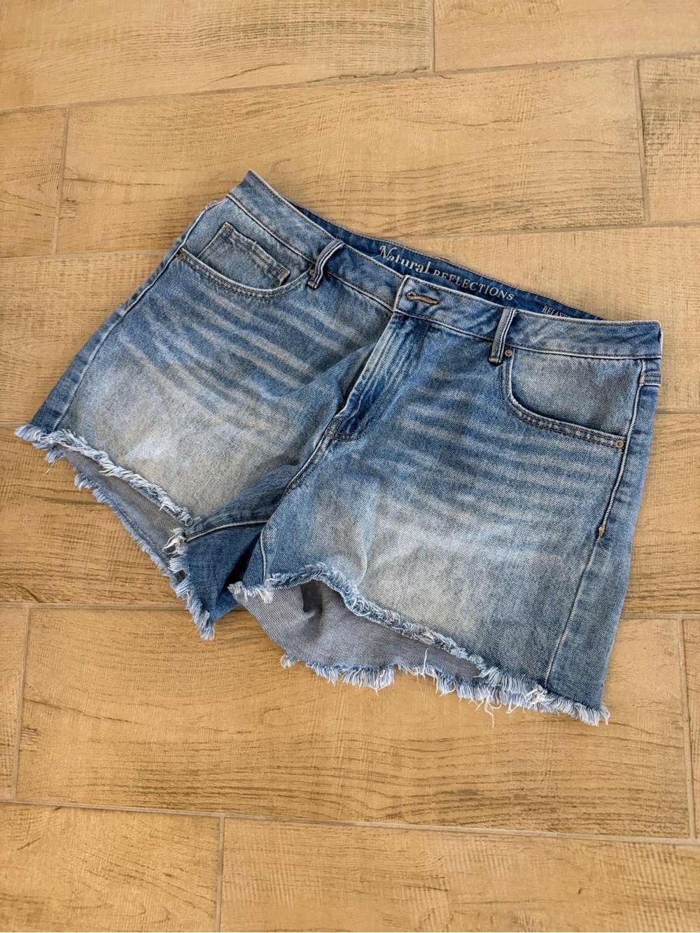 Natural Reflections Light Blue Distressed Denim Shorts
